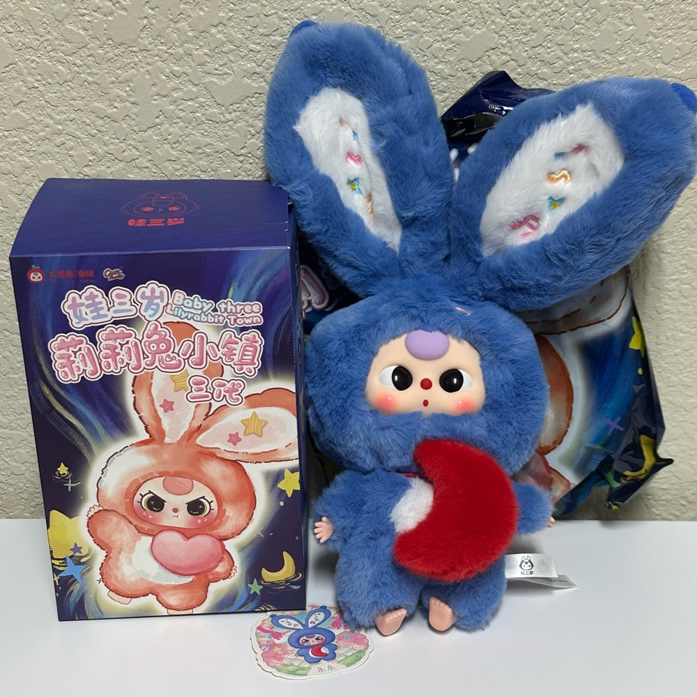 NEW✨ Baby Three Lily Rabbit Town V3 100% Size Plush Pendant BB3 Blue Bunny